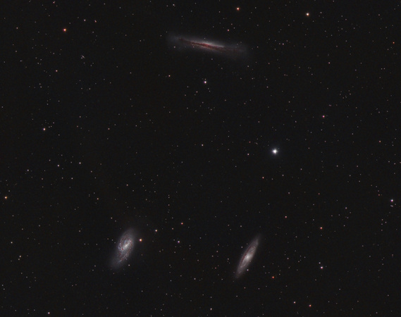 Leo Trio - Top NGC3628; Bottom Left - M66; Bottom Right - M65