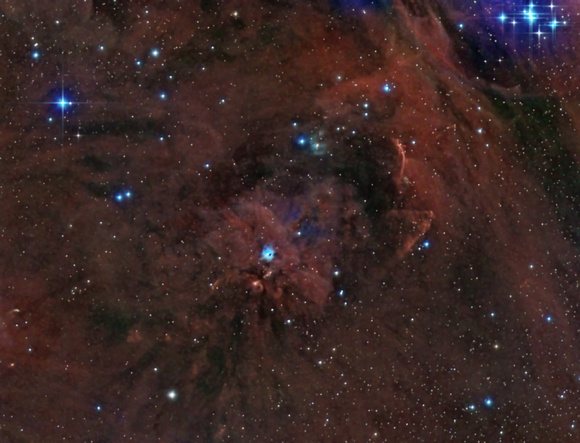 Waterfall Nebula (HH-222) and surrounding environment